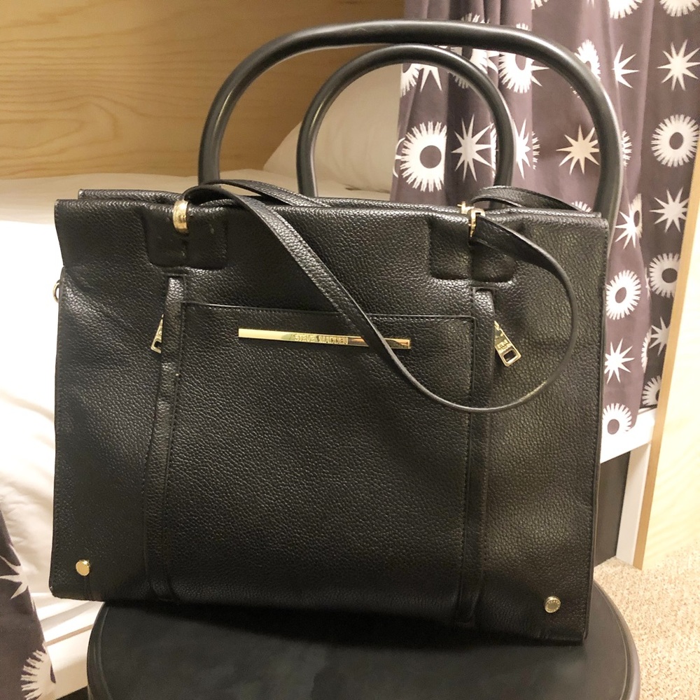 Steve Madden Black Faux Leather Tote - Picture 2 of 14